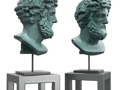 Greek bust stripes Low-poly 3D model
