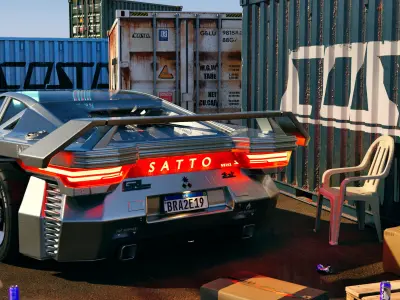 Car Cyberpunk fake brand GRL SATTO Low-poly 3D model