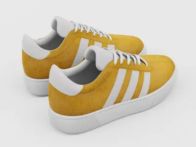 Sneakers Adidas Gazelle Style - Generic Shoes Yellow Low-poly 3D model