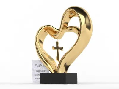 Double Heart Wedding Cross 3D model