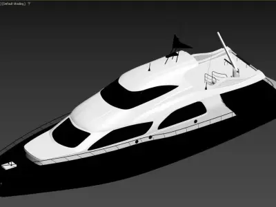 Elegant Sport Flybridge Yacht 3D Model 3D model
