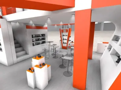 Exhibition Stand Booth stall 15x7m Height 500cm 4 Side Open 3D 3D model