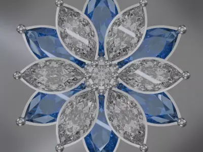 six leaf flower ring silve 3D model jewelry 3D model