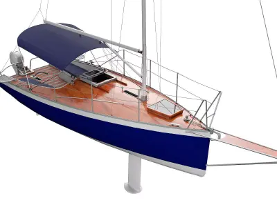 Small Sail Yacht Wooden 3D model