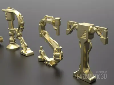alphabet steampunk letters stl for 3d printing 3D print model
