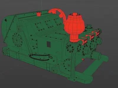 Mud pump Low-poly 3D model