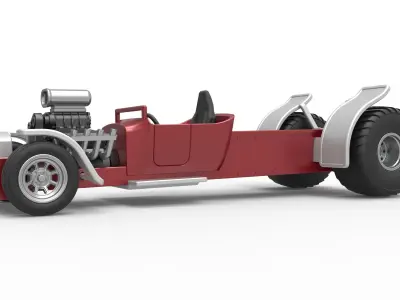 Pulling truck 2wd Hot rod Scale 1 to 25 3D print model