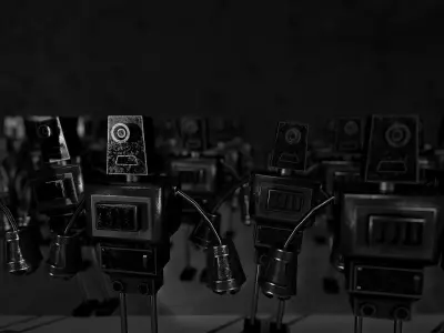 Robot group of robots Free low-poly 3D model