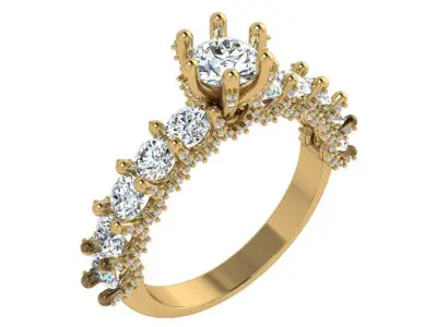 Round Diamond Peg Setting Ring 4672 3D print model
