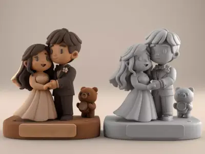 Wedding Couple Figurine 3D Model STL File 3D print model