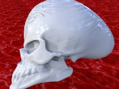 Alien Skull With Dragon Tatoo 3D print model
