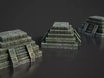 5 Mayan Altars 3D Asset Pack 250802 Low-poly 3D model