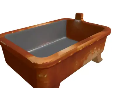 Rusty Enamel Planter Tub Low-poly 3D model