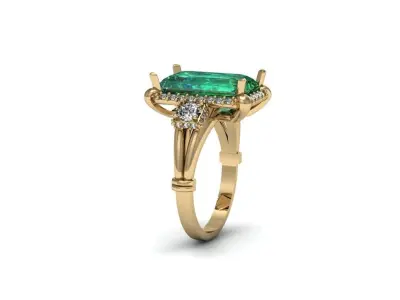 Emerald ring 3D print model order