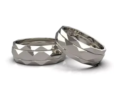 Triple facet wedding rings 3D print model