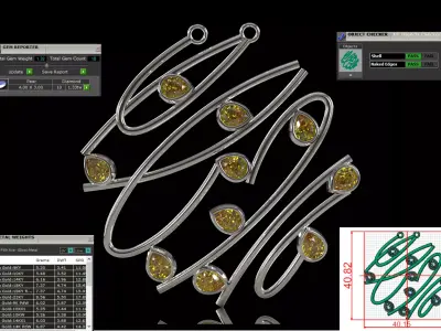 Calligraphic Script Diamond Teardrop Pendant model jp0386 3D print model