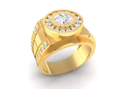 Luxury Geometric Diamond Men Ring  133 3D print model
