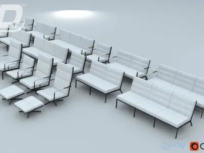 Henndar Set modern living room furniture 3D model