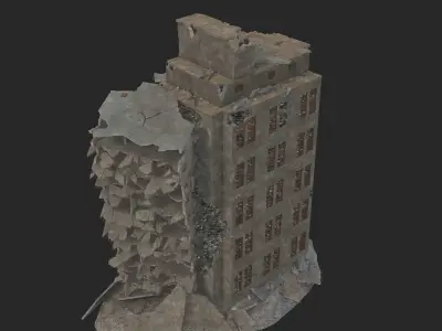 destroyed building  Low-poly 3D model