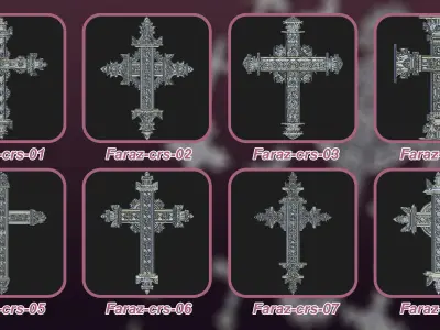 20 Christian Cross 3D Model alpha and Brush V2 3D model