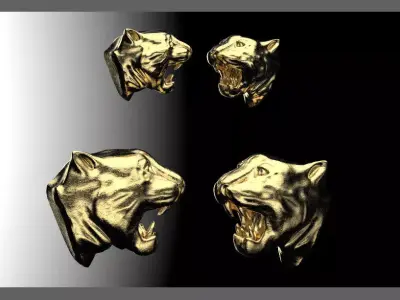 Panther Head Pendant Studs 3D print model