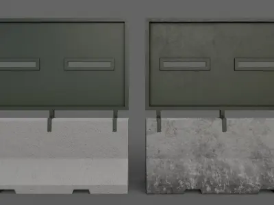 PBR Concrete Roadblock Barrier V5 Low-poly 3D model