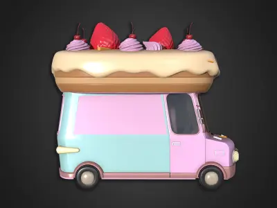 Asset - Cartoons - Food Sweet Cake Car 3D model