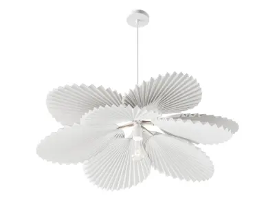Brown Pleated Flower Palm Leaf Pendant Light 3D model