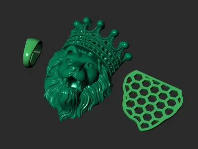 LION PENDANT WITH CROWN Printable Model 3D print model