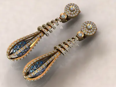 Earrings pear drop 3 3D print model