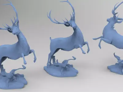 Sculpted Winter deer 3D model