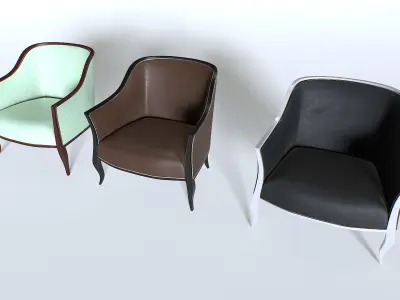 Leather Armchair Pack 4 Low-poly 3D model