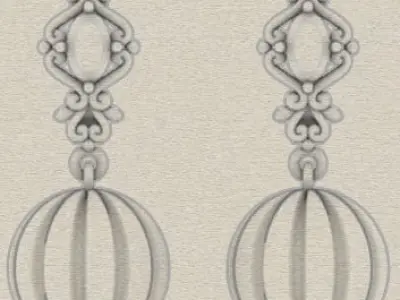 Earring Diamond 3D model Texture 3D print model