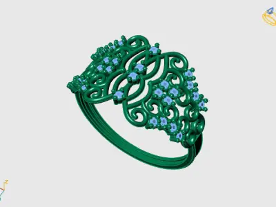 Womens Diamond Signet Ring Women Rings 3dmodels 3D print model 3D print model 52
