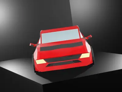 Lowpoly Sport Car - Neon Red Low-poly 3D model