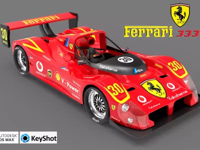 Ferrari 333 SP Racing car Low-poly 3D model