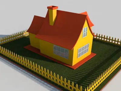 Cartoon House Low-poly 3D model 6