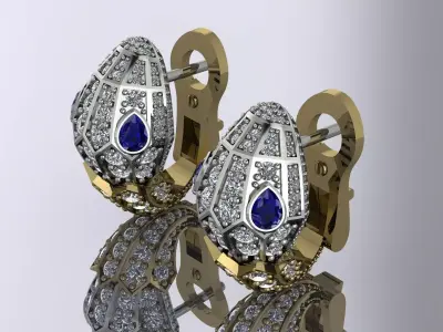 Earrings Snake Bulgari Brand Jewelry Gold 3D print model