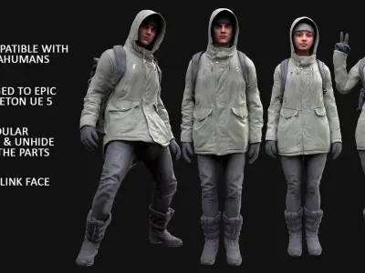 Mens and Womens Winter Outfit 2 3D Model Collection