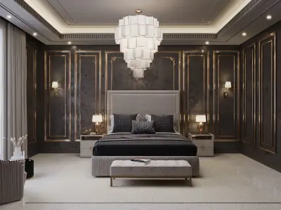 Luxury Bedroom Interior Scene 3D model