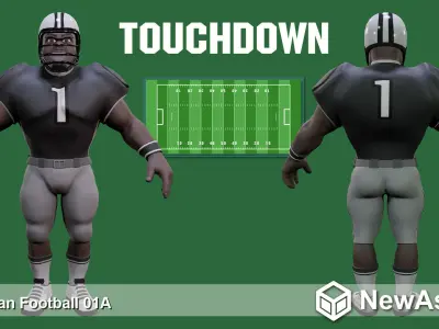 American Football Touchdown Character 01A Low-poly 3D model