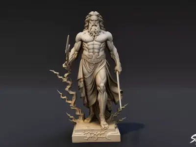 Zeus Statue Low-poly 3D model