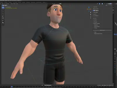 Cartoon Sports Gym Fitness Man Illustrations Style Low-poly 3D model