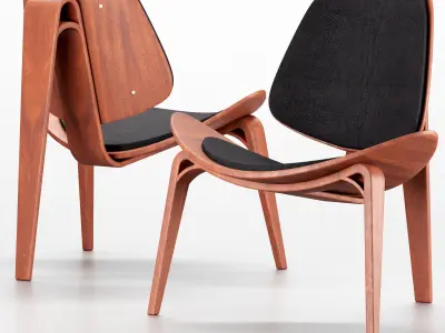 red wood chair 3D model