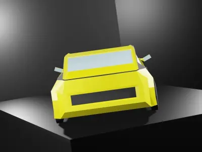 Lowpoly Sport Car - Neon Yellow Low-poly 3D model