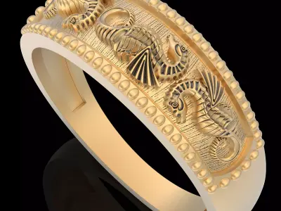 Seahorse ring gold printable jewelry 3D model 3D print model
