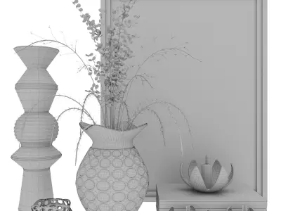 Decor06 vase with flowers and drawing 3D model