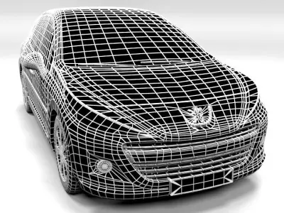 PEUGEOT 207 FACELIFT LOWPOLY Low-poly 3D model