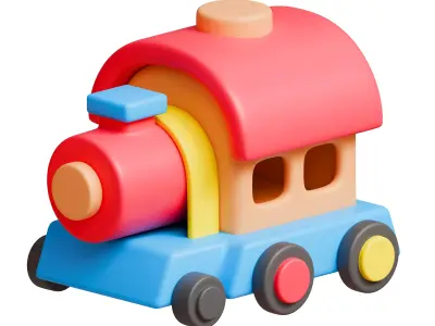Train toy Low-poly 3D model