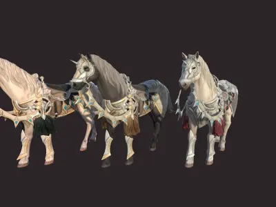 Epic Horses Low-poly 3D model